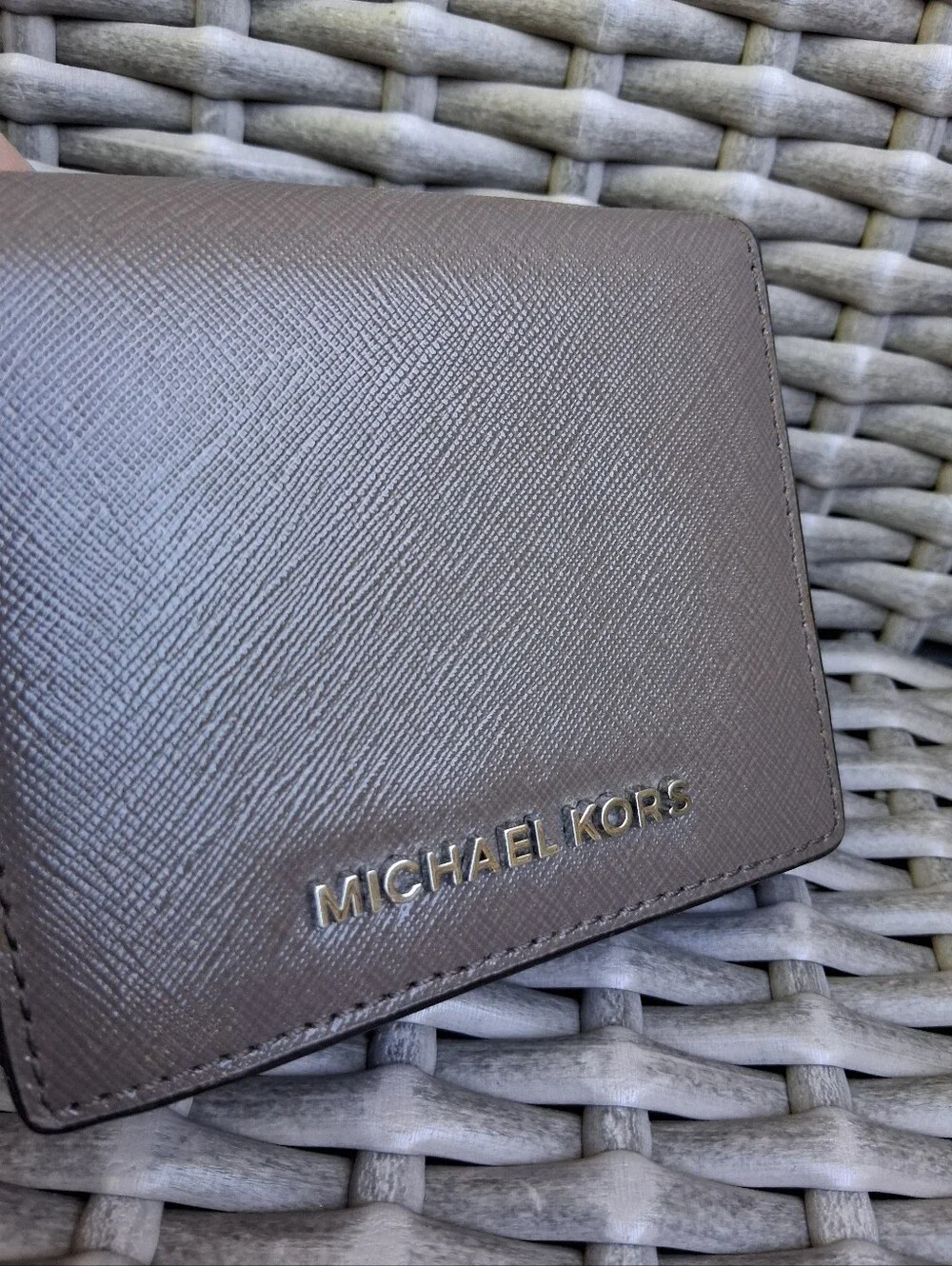 NEW Michael Kors Brown Saffiano Leather Wallet with Silver Logo